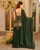 Ready To Wear Red And Green Soft Georgette Embroidery Sharara Kurti With Dupatta