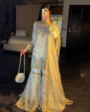 Ready To Wear White Soft Georgette Embroidery Sharara Kurti With Dupatta