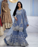 Ready To Wear Light Purple Soft Chinon Silk Embroidery Sharara Kurti With Dupatta