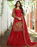 Designer Red Embroidered Lehenga Choli with Dupatta