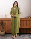 Ready To Wear Pink Brown Green Red Soft Georgette Chikankari Kurti Palazo With Dupatta