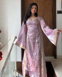 Exclusive Purple Jimmy Silk Embroidery Palazo Kurti With Shrug