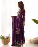 Ready To Wear Purple Pure Chinon Silk Embroidery Sharara Kurti With Dupatta
