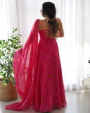 Ready To Wear Pure Soft Print Work Anarkali Gown With Dupatta