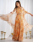 Premium Yellow Soft Georgette Embroidery Plazzo Shrug With Blouse