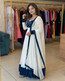 Ready To Wear White Fendy Silk Embroidery Anarkali Suit With Dupatta