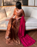 Ready To Wear Brown Pure Glass Satin Silk Palazo Kurti With Dupatta