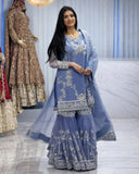 Ready To Wear Light Purple Soft Chinon Silk Embroidery Sharara Kurti With Dupatta