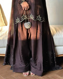 Exclusive Brown Natural Crep Silk Embroidery Farshi Salwar Suit With Dupatta