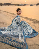 Premium White Soft Georgette Embroidery Gown Set With Dupatta