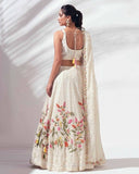 Exclusive White Heavy Georgette Embroidery Lehenga Blouse With Dupatta