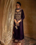 Exclusive Deep Wine Premium Velvet Embroidery Palazo Kurti With Dupatta