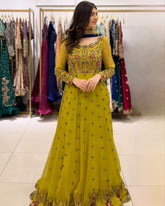 Festive Special Elegant Yellow Embroidered Anarkali Suit for Women