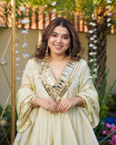 Exclusive Ivory Silk Mirror Work Sharara Suit With Dupatta