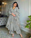 Exclusive Multi Chinon Silk Embroidery Work Anarkali Suit With Dupatta