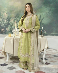 Ready To Wear Green , Red & Black Jimmy Silk Embroidery Work Pakistani Suit With Dupatta