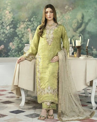 Ready To Wear Green , Red & Black Jimmy Silk Embroidery Work Pakistani Suit With Dupatta