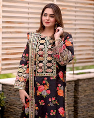 Ready To Wear Black & Green Chinon Silk Sequence Work Pakistani Suit With Dupatta