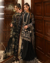 Ready To Wear Black Chinon Silk Sequence Work Sharara Suit With Dupatta
