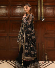 Ready To Wear Black Chinon Silk Sequence Work Sharara Suit With Dupatta