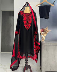 Ready To Wear Multi Soft Georgette Embroidery Work Pakistani Suit With Dupatta