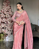 Exclusive Pink Crep Silk Embroidery Work Lehenga Saree With Blouse