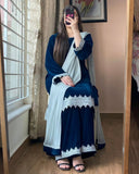 Exclusive Blue Premium Velvet Palazo Kurti With Dupatta
