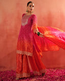 Orange & Pink Chinon Silk Sequence Work Sharara Suit With Dupatta
