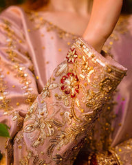 Copper Jimmy Silk Sequence Work Pant Suit With Maroon Dupatta