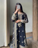 Exclusive Black Georgette Embroidered Pakistani Suit With Dupatta