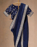Designer Neavy Blue Organza Silk Sequence Work Saree With Blouse