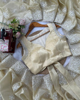 Designer Sand Jimmy Silk Coding Work Saree With Blouse