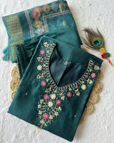 Designer Rama Roman Silk Emrboidery Work Pant Suit With Dupatta