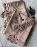 Ready To Wear Peach Roman Silk Hand Work Pant Suit With Dupatta