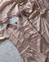 Ready To Wear Peach Roman Silk Hand Work Pant Suit With Dupatta