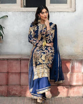 Exclusive Blue Georgette Embroidery Work Pakistani Suit With Dupatta