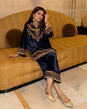 Exclusive Neavy Blue Blue Embroidered Pant Suit With Dupatta