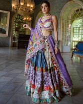 Navratri Special Purple-Grey Butter Silk Digital Printed Lehenga Choli With Dupatta