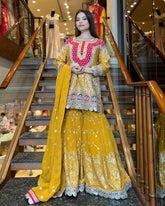 Exclusive Mustard Soft Georgette Gharara Suit With Dupatta