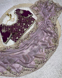 Designer Red , Blue , Green & Purple Silk Embroidery Work Saree With Blouse