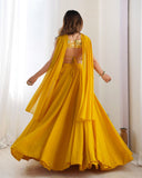 Premium Yellow And Red Faux Georgette Sequence Work Lehenga Choli With Dupatta