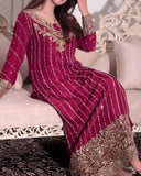 Ready To Wear Multi Chinon Silk Embroidery Work Pakistani Suit With Dupatta