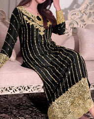Ready To Wear Multi Chinon Silk Embroidery Work Pakistani Suit With Dupatta