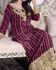 Ready To Wear Multi Chinon Silk Embroidery Work Pakistani Suit With Dupatta