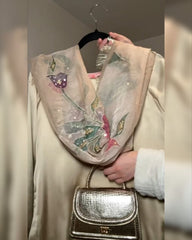 Ivory Golden Satin Silk Embroidery Work Farshi Suit With Dupatta