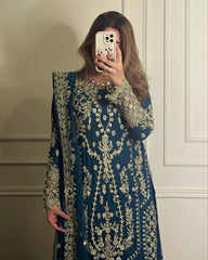 Ready To Wear Morpinch Soft Georgette Embroidery Work Sharara Suit With Dupatta