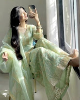 Exclusive Jimmy Silk Embroidered Palazo Suit With Dupatta