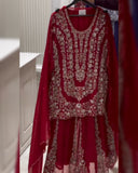 Soft Georgette Embroidery Work Sharara Suit With Dupatta