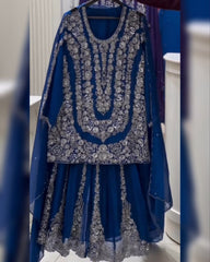 Soft Georgette Embroidery Work Sharara Suit With Dupatta
