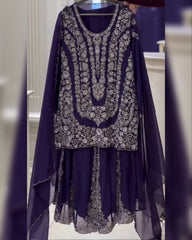 Soft Georgette Embroidery Work Sharara Suit With Dupatta